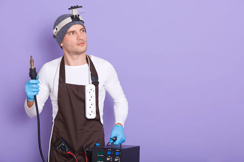 man hoding an appliance repair tool